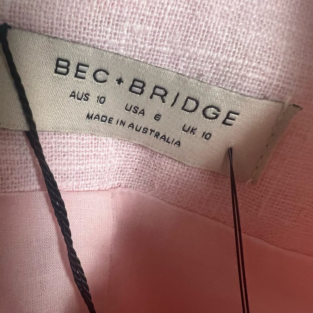 Bec + Bridge Stella Pink Ramie Fitted Sleeveless Scoop Neck Mini Dress Size 6 - Picture 11 of 12